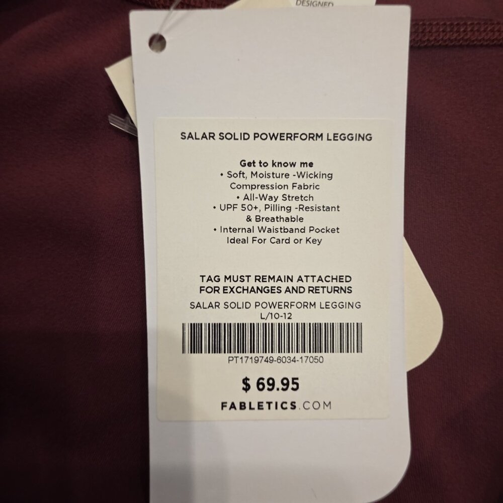Fabletics Salar Solid PowerForm Leggings Burgundy… - image 8